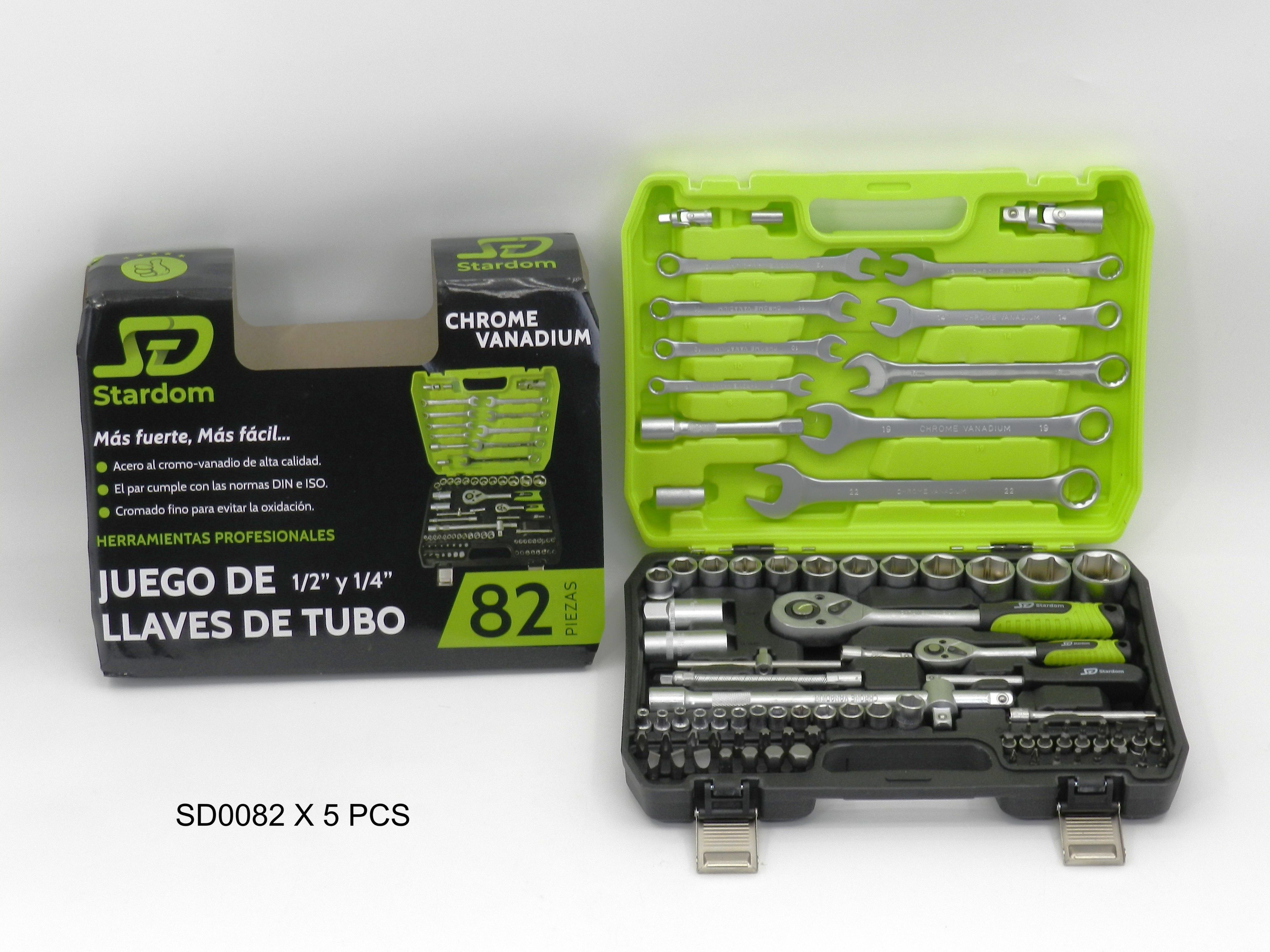 Set de Caja Herramienta Llaves Tubos 82 Piezas